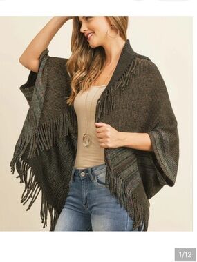 Rush Fringed Knit Sweater Wrap